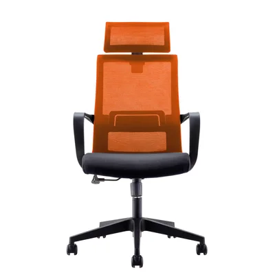 Директорски стол RFG Smart HB, дамаска и меш, Tilt механизъм, до 120 kg, черна седалка, оранжева облегалка