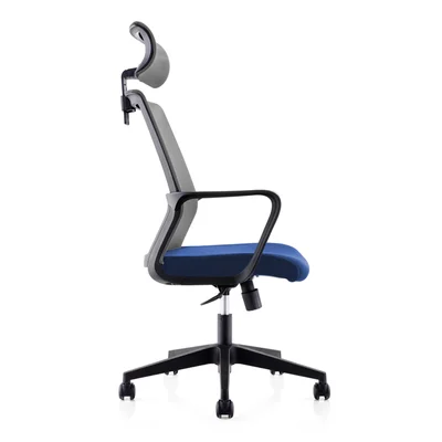 Директорски стол RFG Smart HB, дамаска и меш, Tilt механизъм, до 120 kg, тъмносиня седалка, сива облегалка
