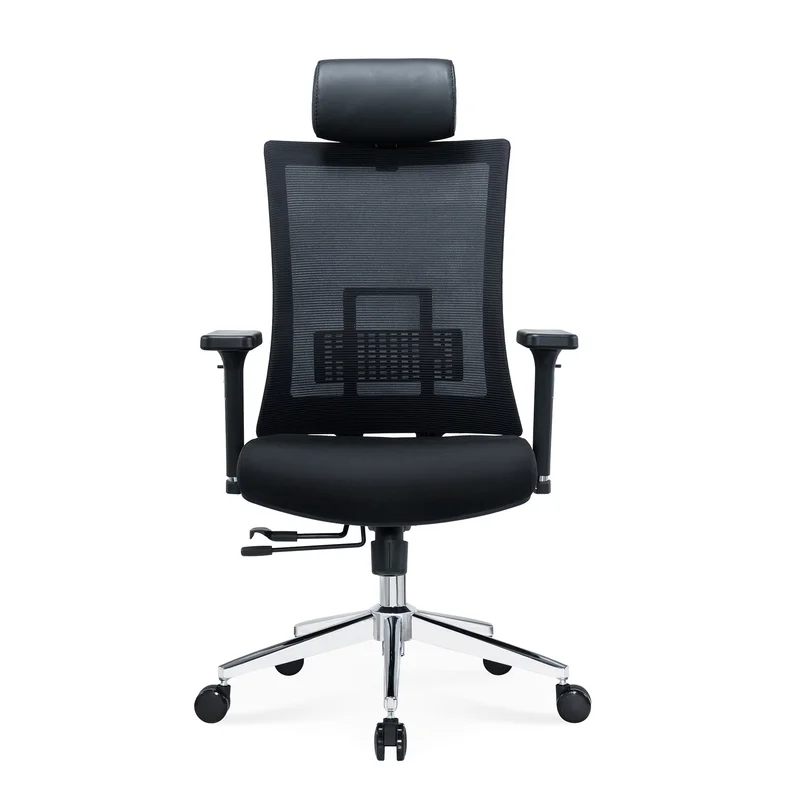 Ергономичен стол RFG Luxe HB Chrome, дамаска и меш, Multi-function механизъм, до 120 kg, черна седалка, черна облегалка