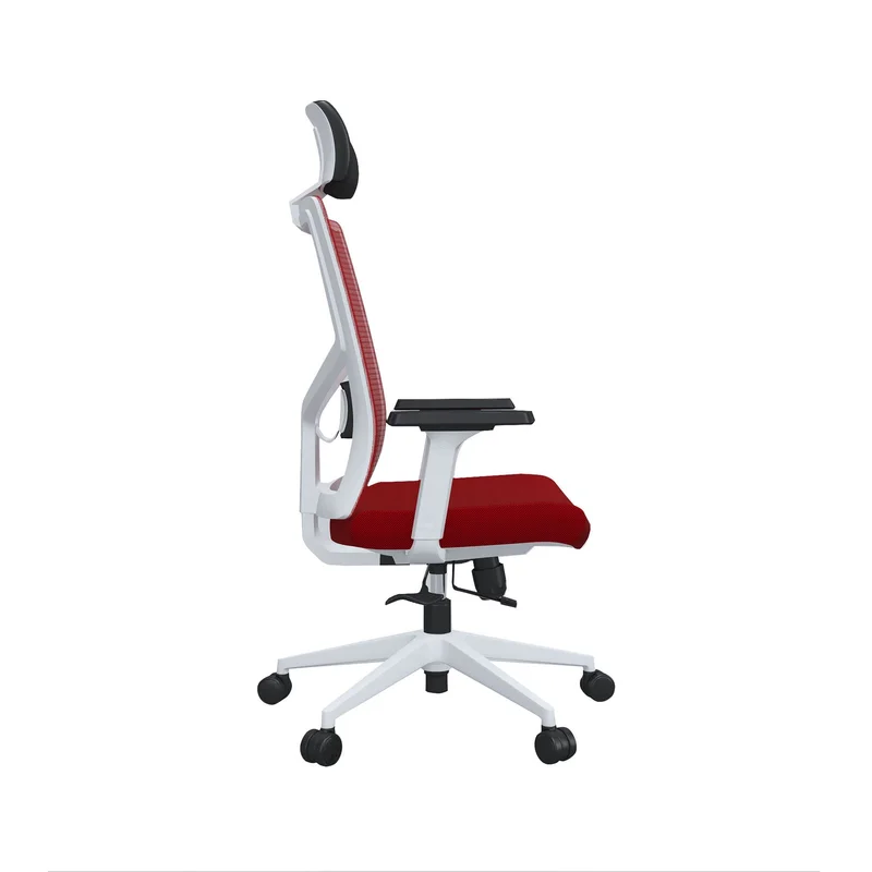 Ергономичен стол RFG Snow HB, дамаска и меш, Multi-function механизъм, до 120 kg, червена седалка, червена облегалка