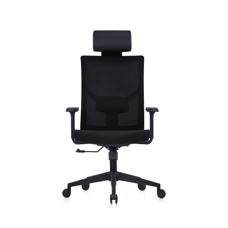 Ергономичен стол RFG Snow Black HB, дамаска и меш, Multi-function механизъм, до 120 kg, черна седалка, черна облегалка