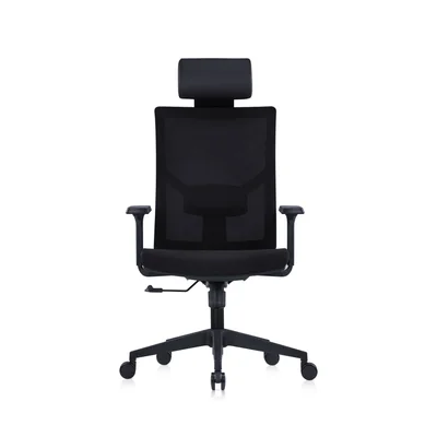 Ергономичен стол RFG Snow Black HB, дамаска и меш, Multi-function механизъм, до 120 kg, черна седалка, черна облегалка