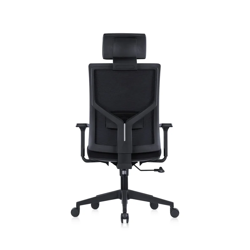 Ергономичен стол RFG Snow Black HB, дамаска и меш, Multi-function механизъм, до 120 kg, черна седалка, черна облегалка