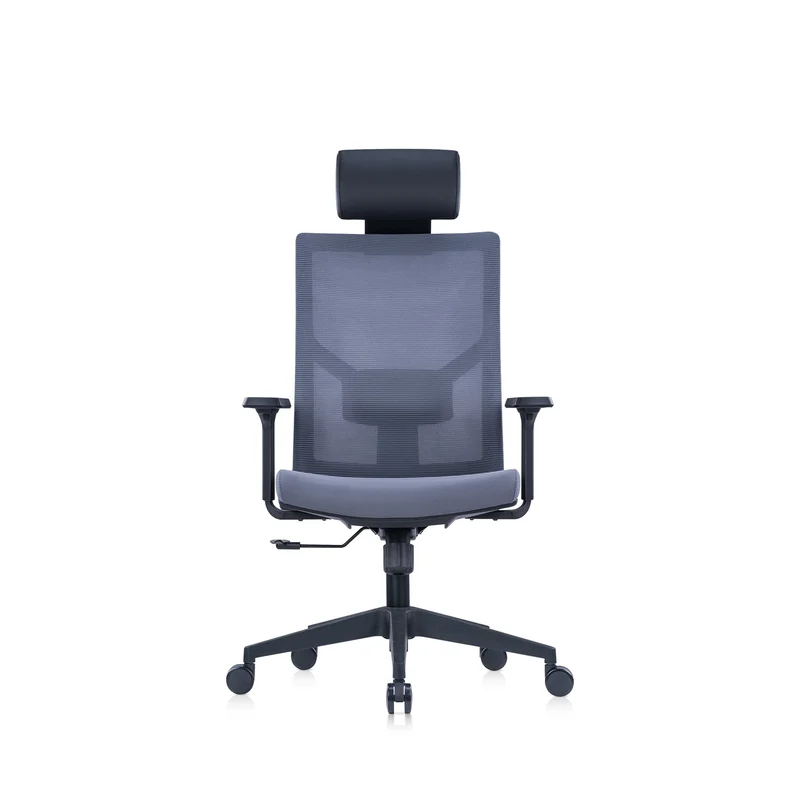 Ергономичен стол RFG Snow Black HB, дамаска и меш, Multi-function механизъм, до 120 kg, светлосива седалка, светлосива облегалка