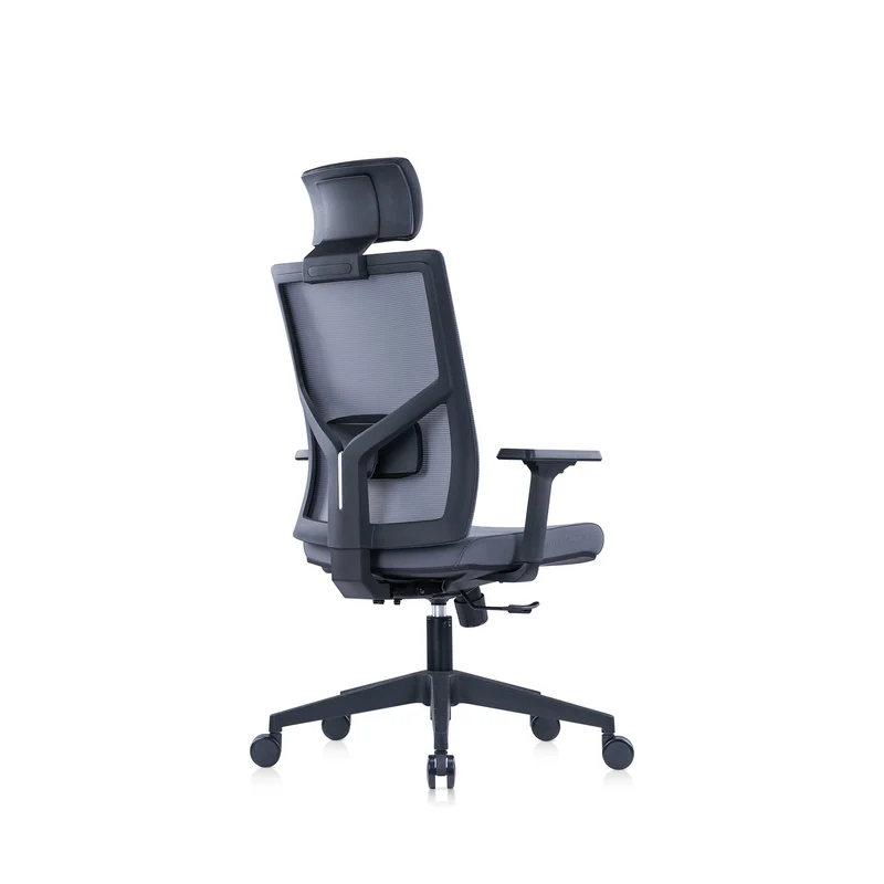 Ергономичен стол RFG Snow Black HB, дамаска и меш, Multi-function механизъм, до 120 kg, светлосива седалка, светлосива облегалка