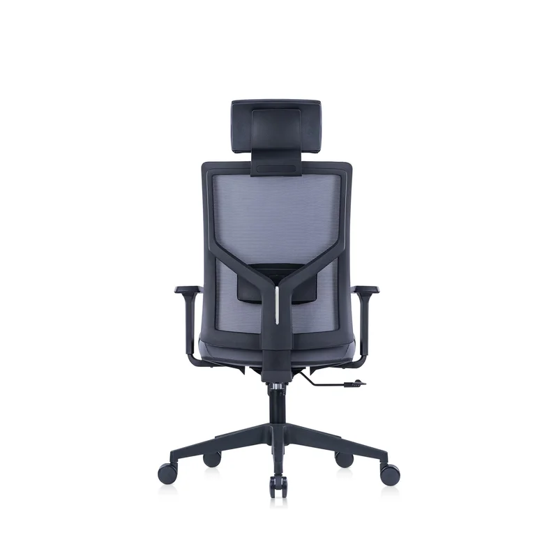 Ергономичен стол RFG Snow Black HB, дамаска и меш, Multi-function механизъм, до 120 kg, светлосива седалка, светлосива облегалка