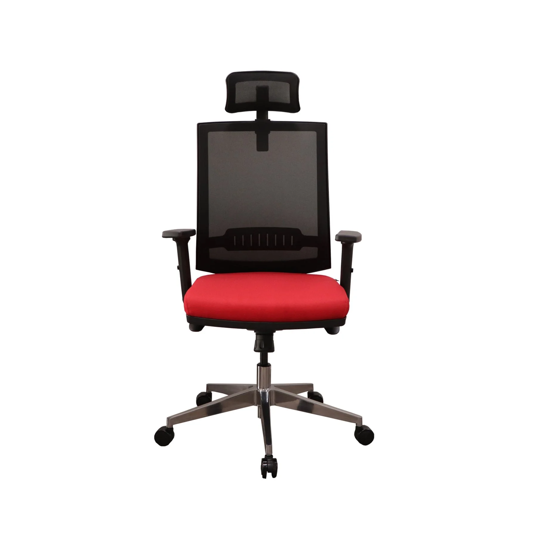 Директорски стол RFG Elli 06 HB, екокожа, Synchronous механизъм, до 120 kg, червена седалка, черна облегалка