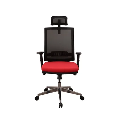 Директорски стол RFG Elli 06 HB, екокожа, Synchronous механизъм, до 120 kg, червена седалка, черна облегалка