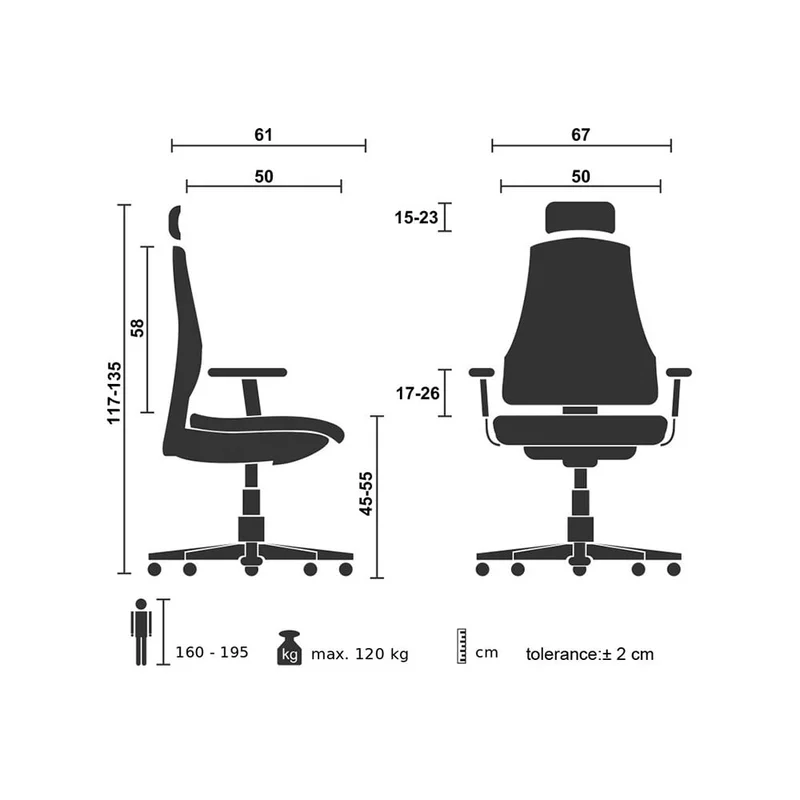 Директорски стол RFG Elli 06 HB, екокожа, Synchronous механизъм, до 120 kg, червена седалка, черна облегалка