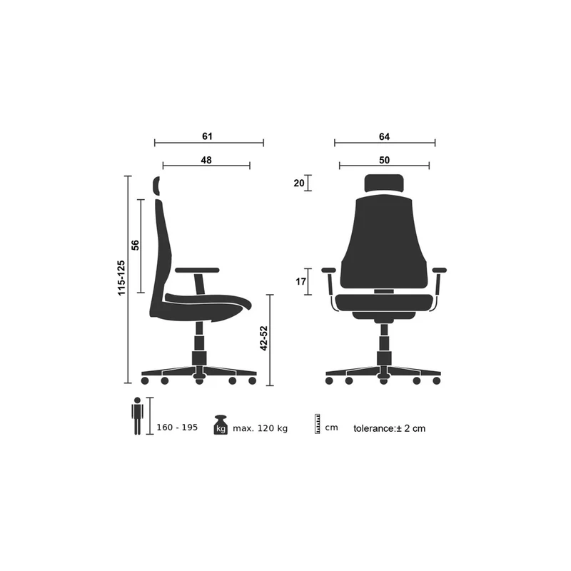 Директорски стол RFG Joy 004 HB, дамаска и меш, до 120 kg, черен
