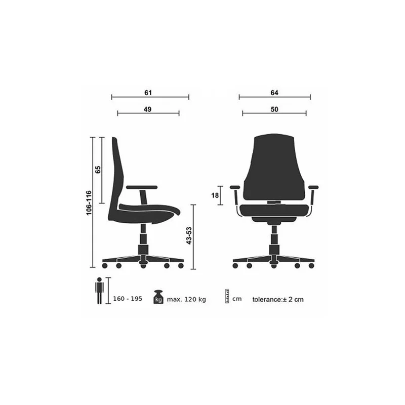 Директорски стол RFG Spike 13 HB, дамаска и меш, до 120 kg, черен