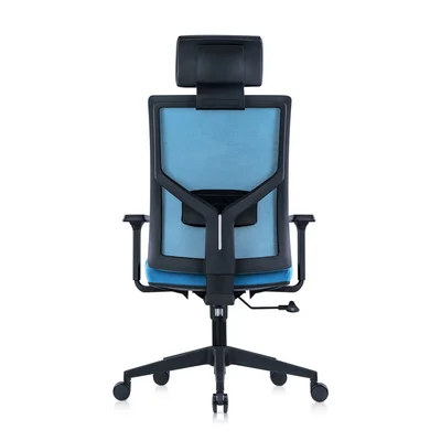 Директорски стол RFG Snow Black HB, дамаска и меш, Multi-function механизъм, до 120 kg, светлосиня седалка, светлосиня облегалка