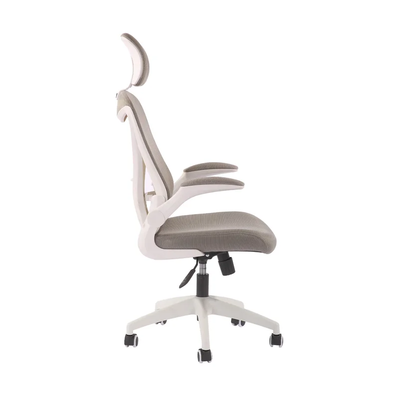 Директорски стол RFG Jolly White HB, дамаска и меш, Tilt механизъм, полипропиленова основа, до 120 kg, сив