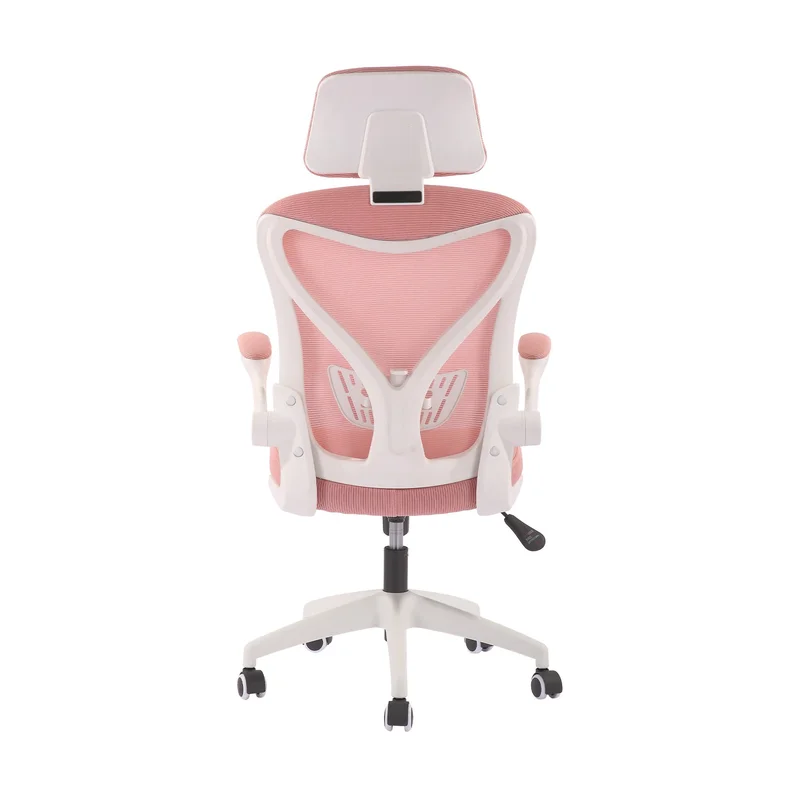 Директорски стол RFG Jolly White HB, дамаска и меш, Tilt механизъм, полипропиленова основа, до 120 kg, розов