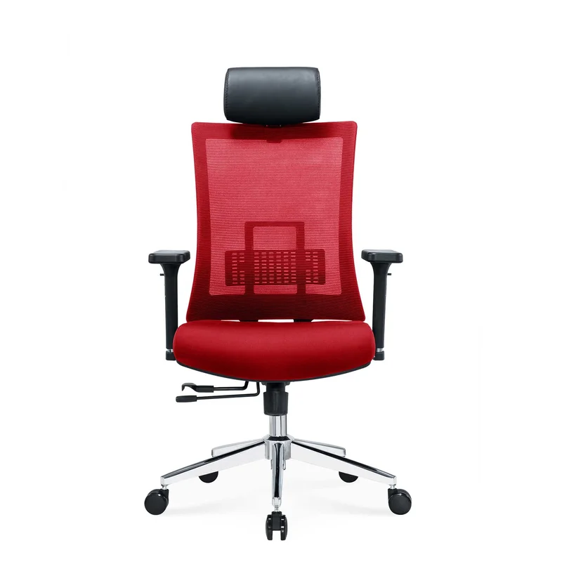 Ергономичен стол RFG Luxe Chrome HB, дамаска и меш, Multi-function механизъм, до 120 kg, червен