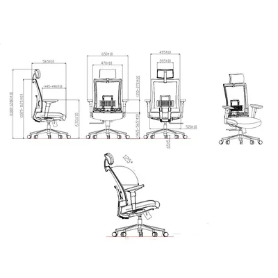 Ергономичен стол RFG Luxe Chrome HB, дамаска и меш, Multi-function механизъм, до 120 kg, син