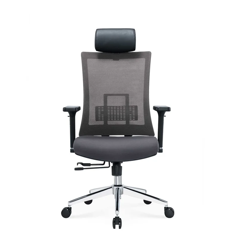 Ергономичен стол RFG Luxe Chrome HB, дамаска и меш, Multi-function механизъм, до 120 kg, сив