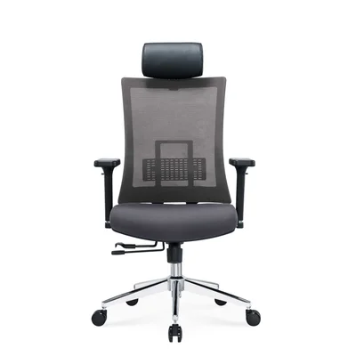 Ергономичен стол RFG Luxe Chrome HB, дамаска и меш, Multi-function механизъм, до 120 kg, сив