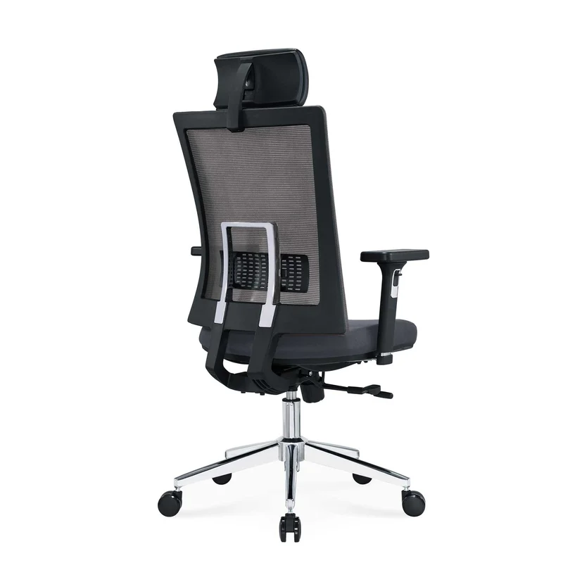 Ергономичен стол RFG Luxe Chrome HB, дамаска и меш, Multi-function механизъм, до 120 kg, сив
