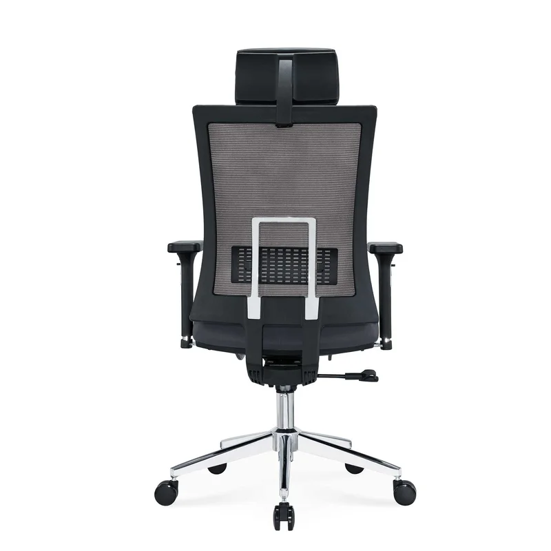 Ергономичен стол RFG Luxe Chrome HB, дамаска и меш, Multi-function механизъм, до 120 kg, сив