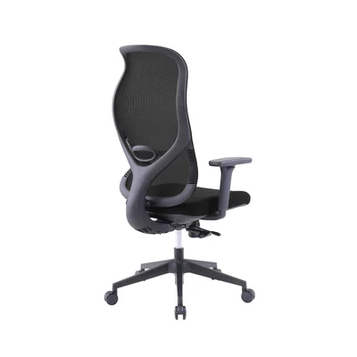 Ергономичен стол RFG STAR HB, дамаска и меш, Synchronous механизъм, до 150 kg, черна седалка, сива облегалка