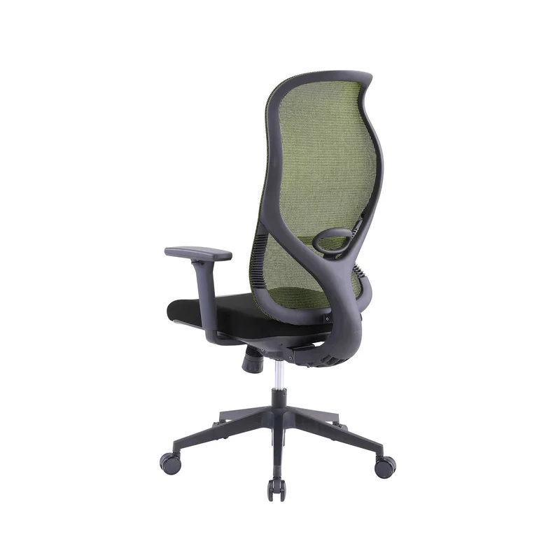 Ергономичен стол RFG STAR HB, дамаска и меш, Synchronous механизъм, до 150 kg, черна седалка, зелена облегалка