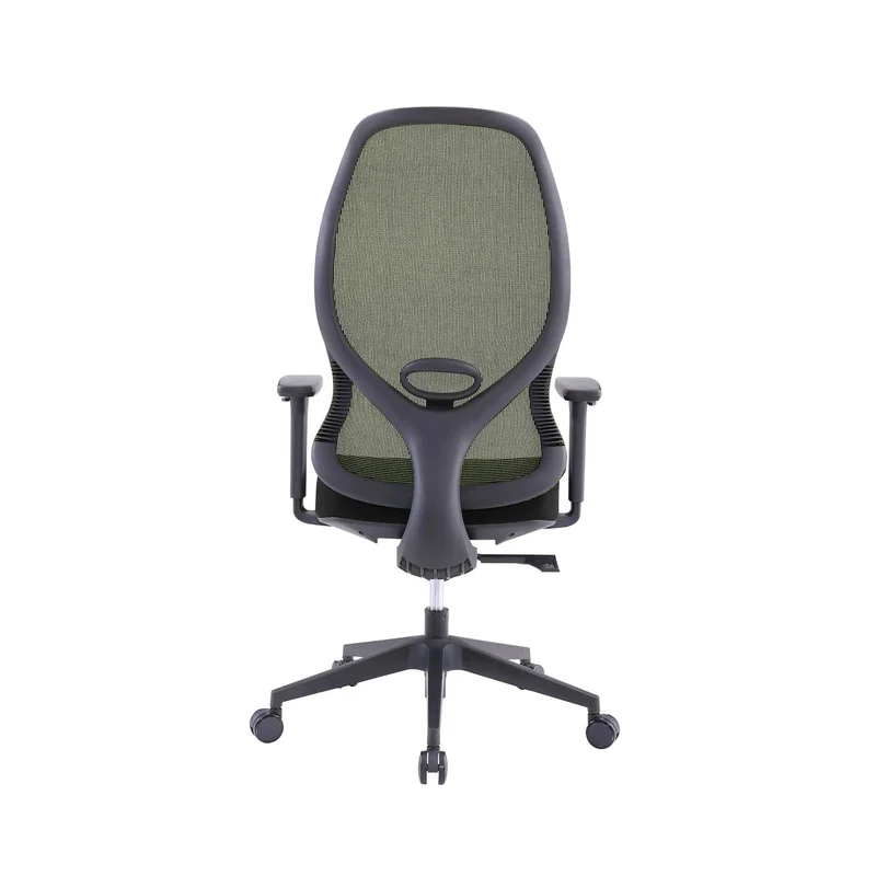 Ергономичен стол RFG STAR HB, дамаска и меш, Synchronous механизъм, до 150 kg, черна седалка, зелена облегалка