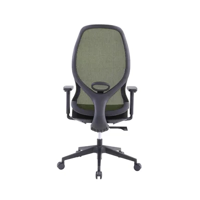 Ергономичен стол RFG STAR HB, дамаска и меш, Synchronous механизъм, до 150 kg, черна седалка, зелена облегалка