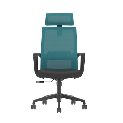 Директорски стол RFG Smart HB, дамаска и меш, Tilt механизъм, до 120 kg, черна седалка, синя облегалка