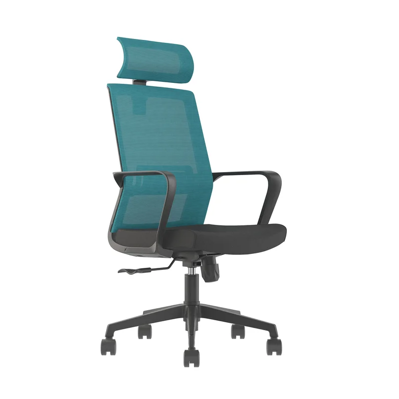 Директорски стол RFG Smart HB, дамаска и меш, Tilt механизъм, до 120 kg, черна седалка, синя облегалка