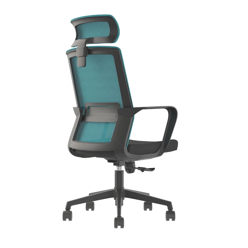 Директорски стол RFG Smart HB, дамаска и меш, Tilt механизъм, до 120 kg, черна седалка, синя облегалка