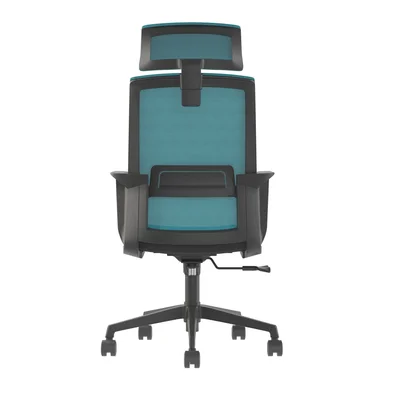 Директорски стол RFG Smart HB, дамаска и меш, Tilt механизъм, до 120 kg, черна седалка, синя облегалка