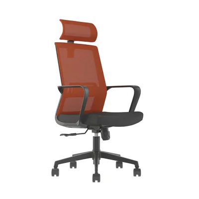 Директорски стол RFG Smart HB, дамаска и меш, Tilt механизъм, до 120 kg, черна седалка, тъмночервена облегалка