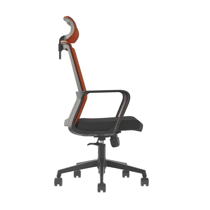 Директорски стол RFG Smart HB, дамаска и меш, Tilt механизъм, до 120 kg, черна седалка, тъмночервена облегалка