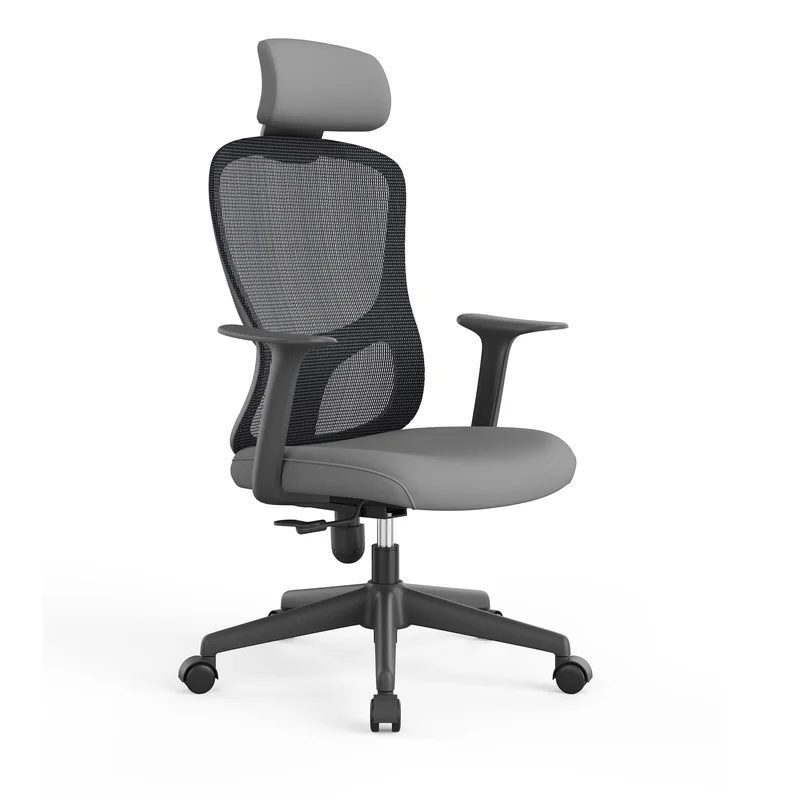 Директорски стол RFG Smarter HB, дамаска и меш, до 120 kg, сива седалка, сива облегалка