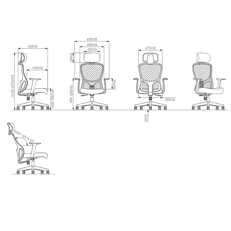 Директорски стол RFG Smarter HB, дамаска и меш, до 120 kg, сива седалка, сива облегалка
