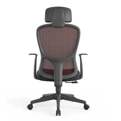 Директорски стол RFG Smarter HB, дамаска и меш, до 120 kg, черна седалка, червена облегалка