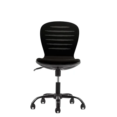 Детски стол RFG Flexy Black, дамаска и меш, черна седалка, черна облегалка