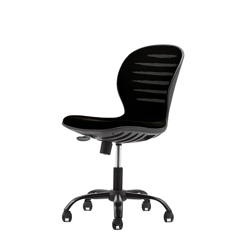 Детски стол RFG Flexy Black, дамаска и меш, черна седалка, черна облегалка