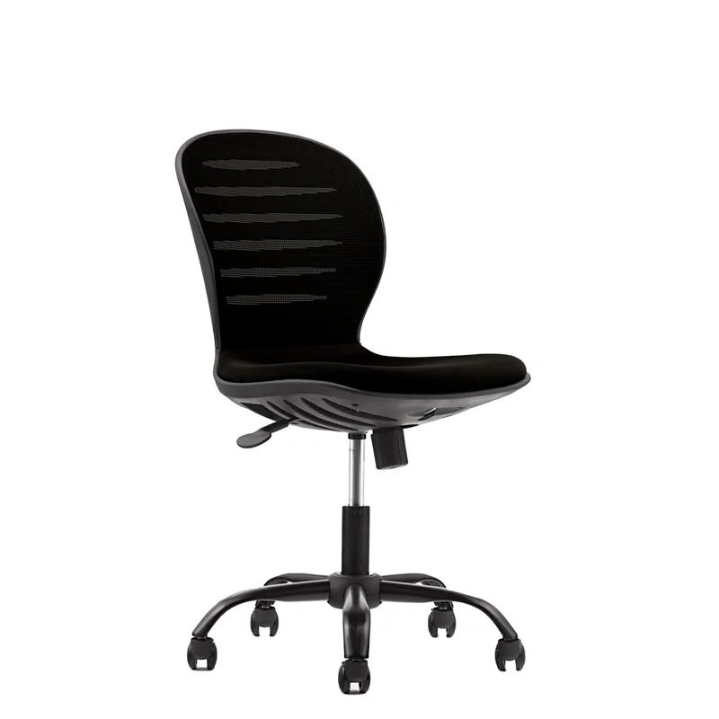 Детски стол RFG Flexy Black, дамаска и меш, черна седалка, черна облегалка