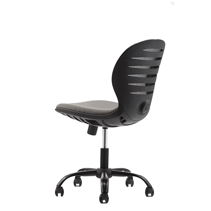Детски стол RFG Flexy Black, дамаска и меш, сива седалка, сива облегалка