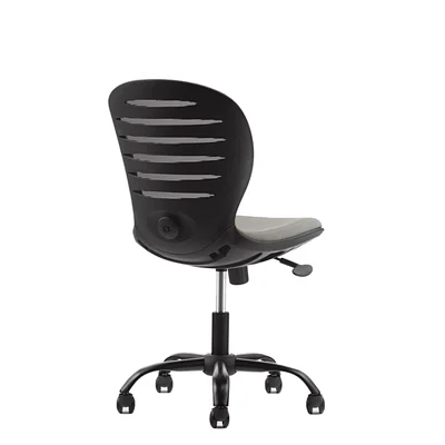 Детски стол RFG Flexy Black, дамаска и меш, сива седалка, сива облегалка