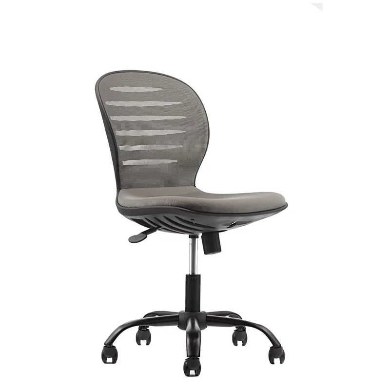 Детски стол RFG Flexy Black, дамаска и меш, сива седалка, сива облегалка