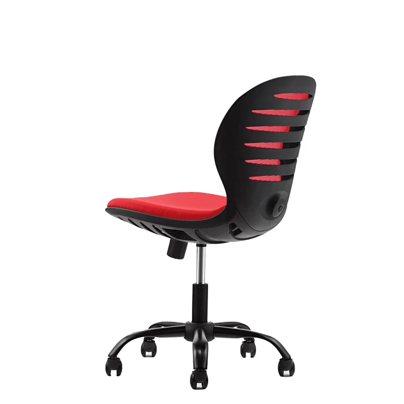 Детски стол RFG Flexy Black, дамаска и меш, червена седалка, червена облегалка