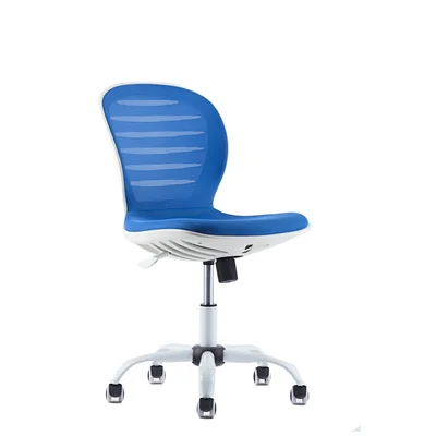 Детски стол RFG Flexy White, дамаска и меш, синя седалка, синя облегалка