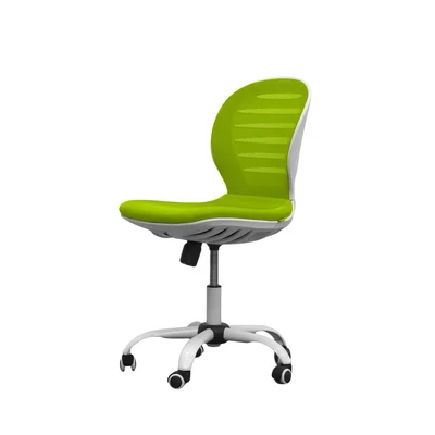 Детски стол RFG Flexy White, дамаска и меш, зелена седалка, зелена облегалка