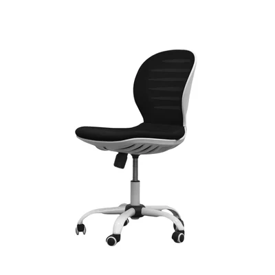 Детски стол RFG Flexy White, дамаска и меш, черна седалка, черна облегалка