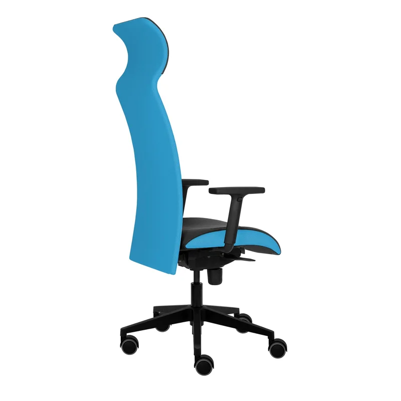Ергономичен стол Tronhill Solium Executive, дамаска и меш, Synchronous механизъм, до 120 kg, светлосин