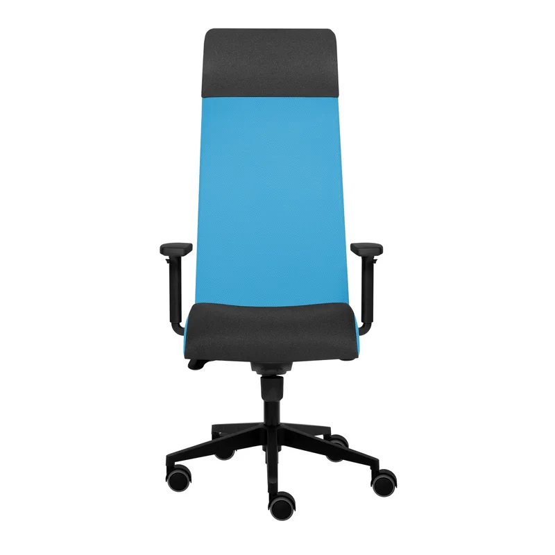 Ергономичен стол Tronhill Solium Executive, дамаска и меш, Synchronous механизъм, до 120 kg, светлосин