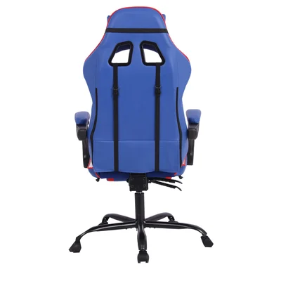 Геймърски стол RFG Max Game, екокожа, Multi-function механизъм, метална основа, до 150 kg, син и бял